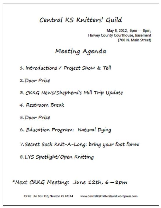 CKKG Agenda May 2012
