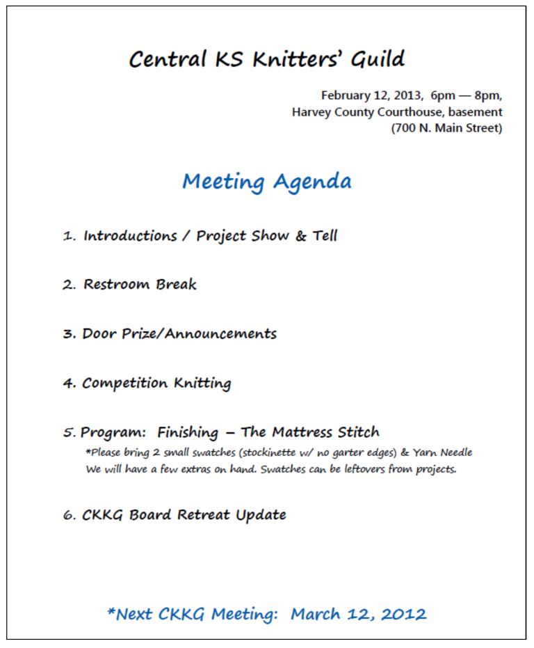 Feb CKKG Agenda