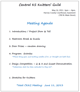 May CKKG Agenda