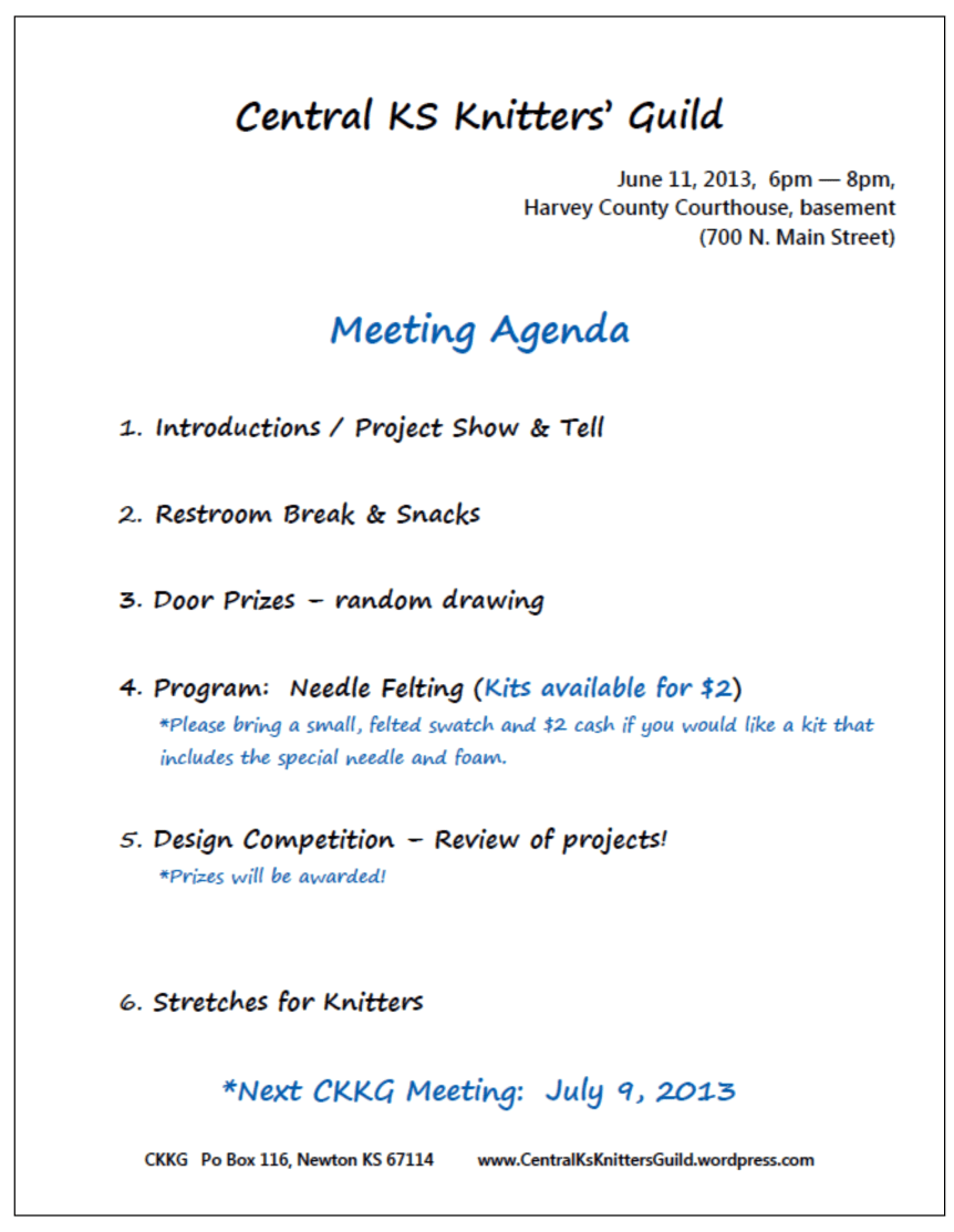 June CKKG Agenda